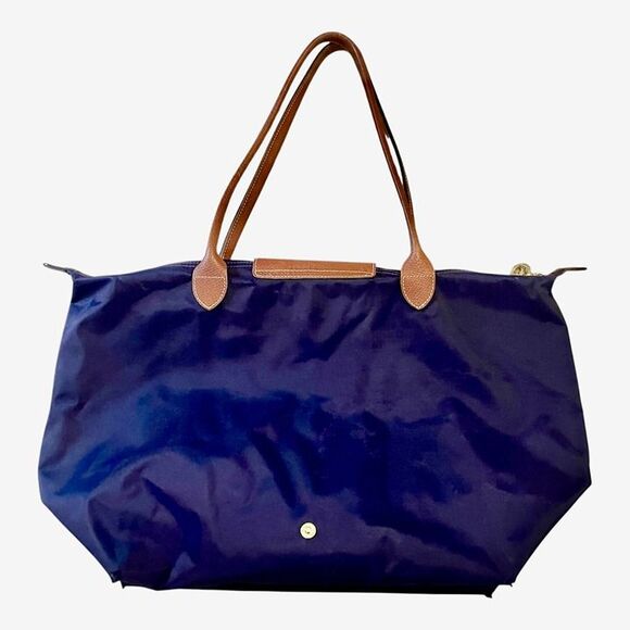 Longchamp Le Pliage Large Tote Bag Purple Amethyst Nylon Leather Trim 18”x11”x8” - Picture 2 of 6